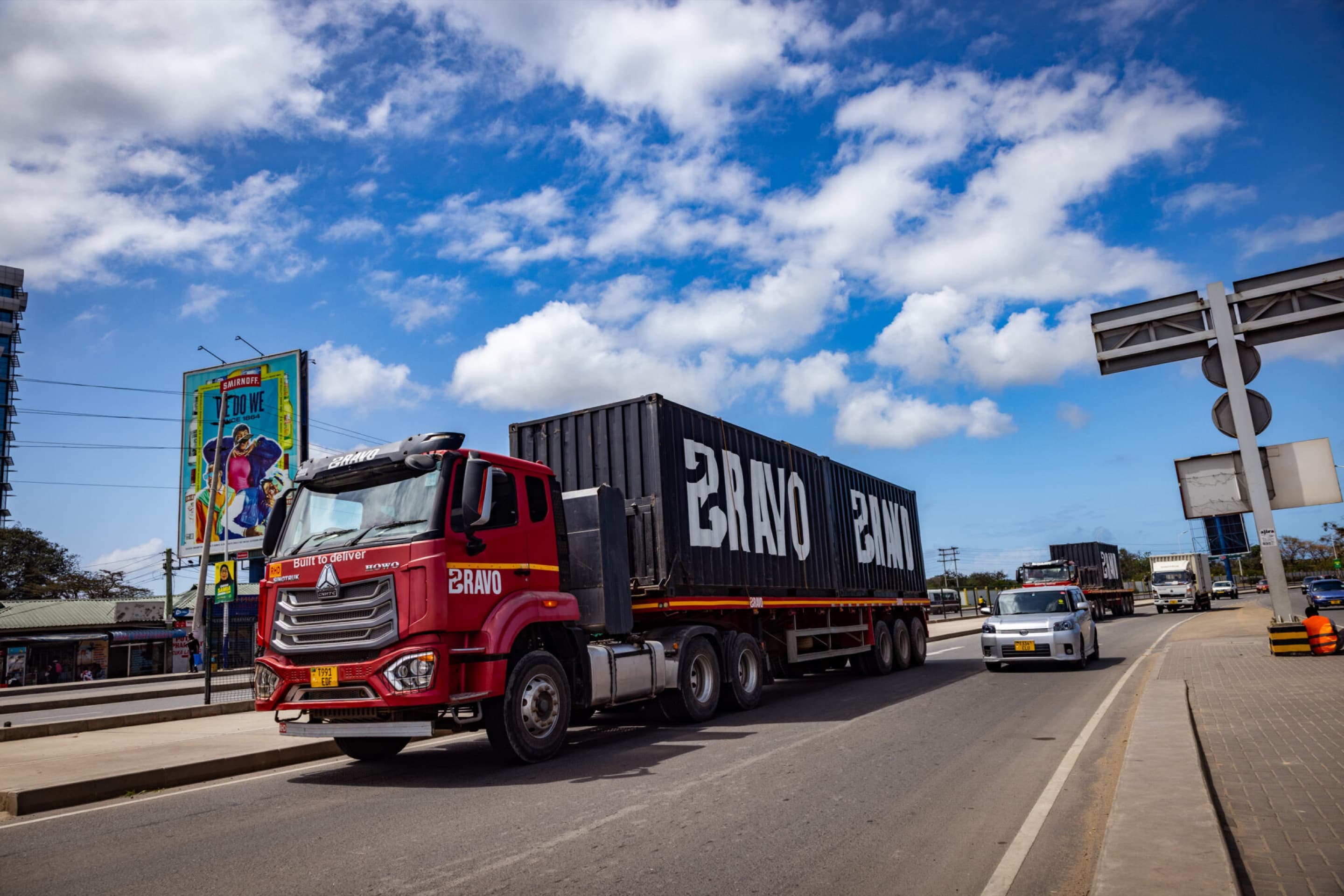Freight truck travelling on a Central Corridor road